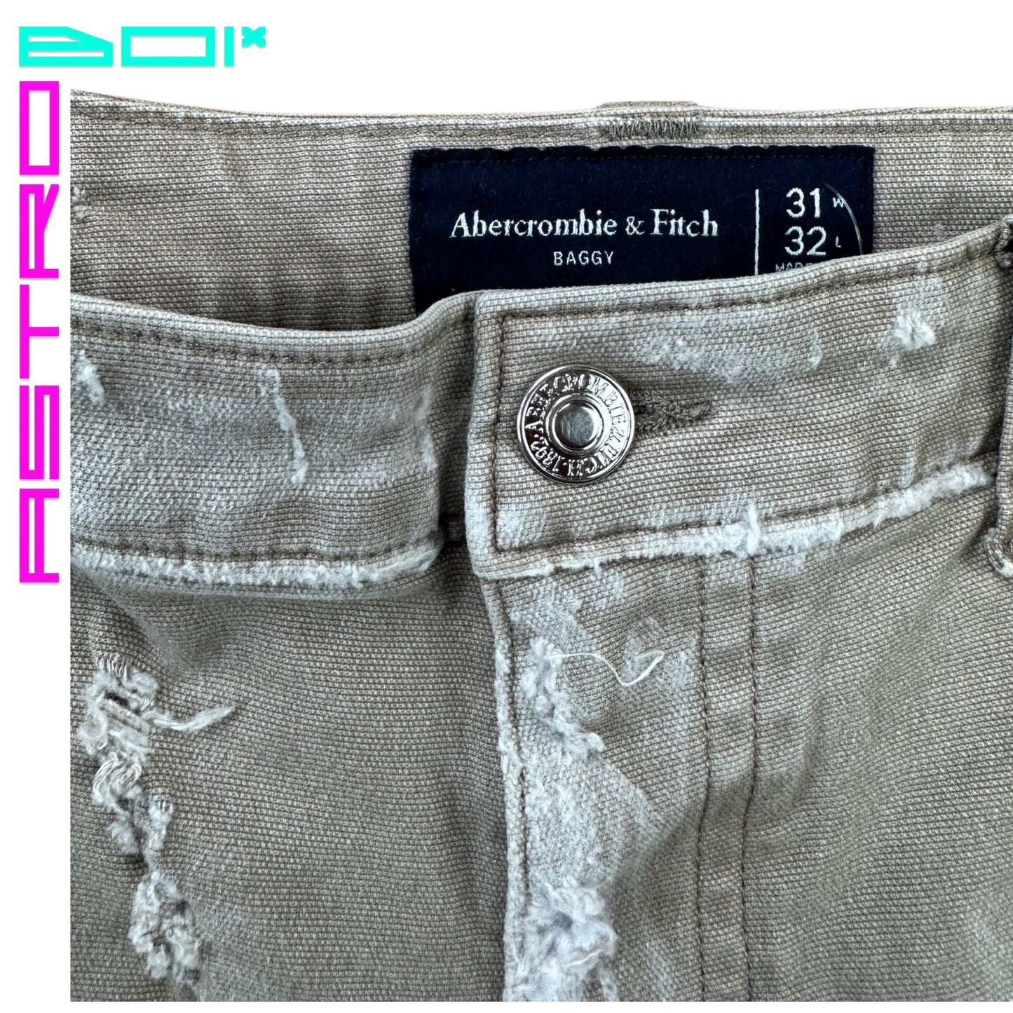 ASTROBOI* CUSTOMIZED ABERCROMBIE & FITCH DISTRESSED WORKWEAR SHORTS_30"