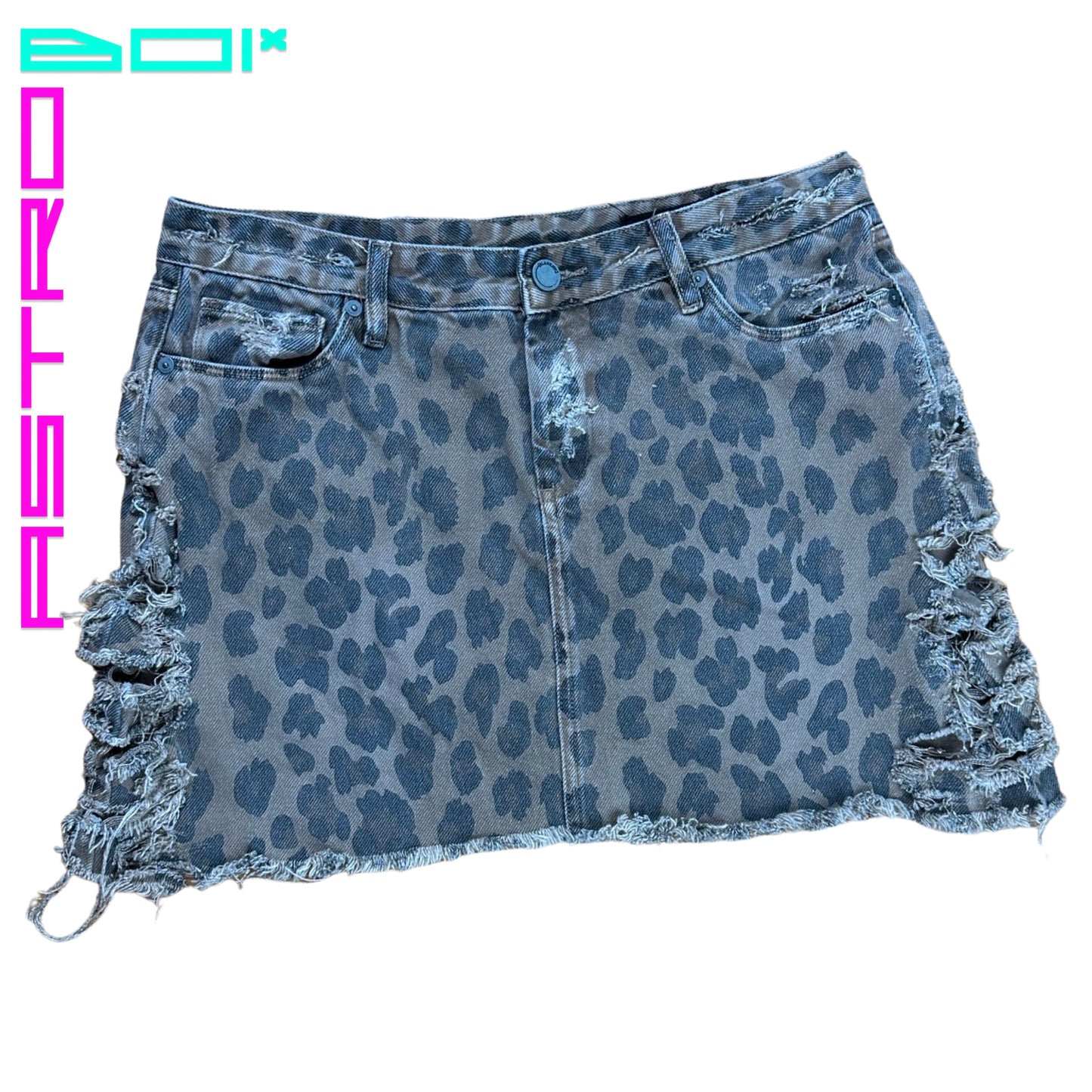 ASTROBOI* DECONSTRUCTED LEOPARD PRINT DENIM SHIRT _ BROWN_29"