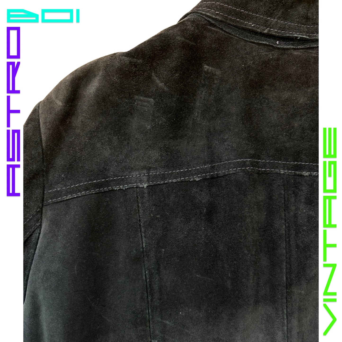 70s STYLE SUEDE LEATHER JACKET _ BLUE _ MEDIUM