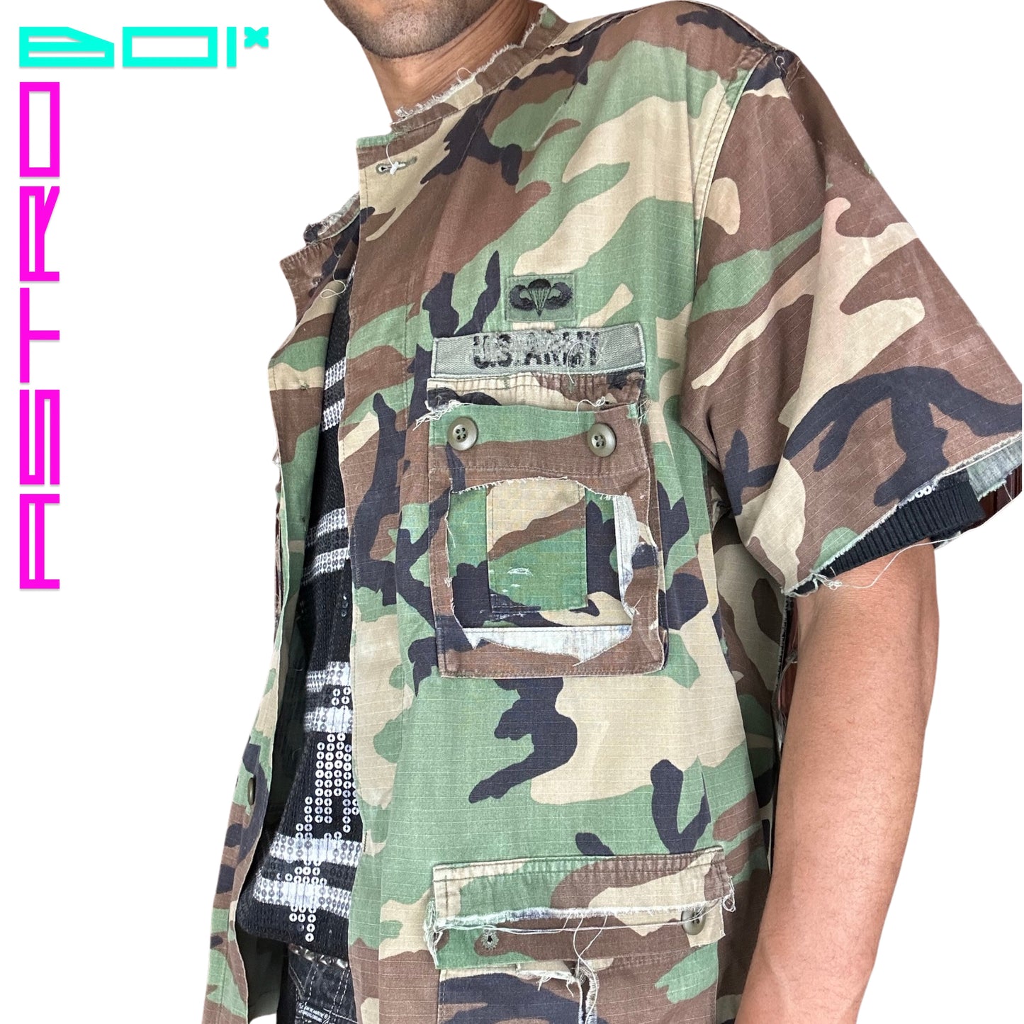 ASTROBOI* DECONSTRUCTED SHORT SLEEVE MILITARY JACKET_XL