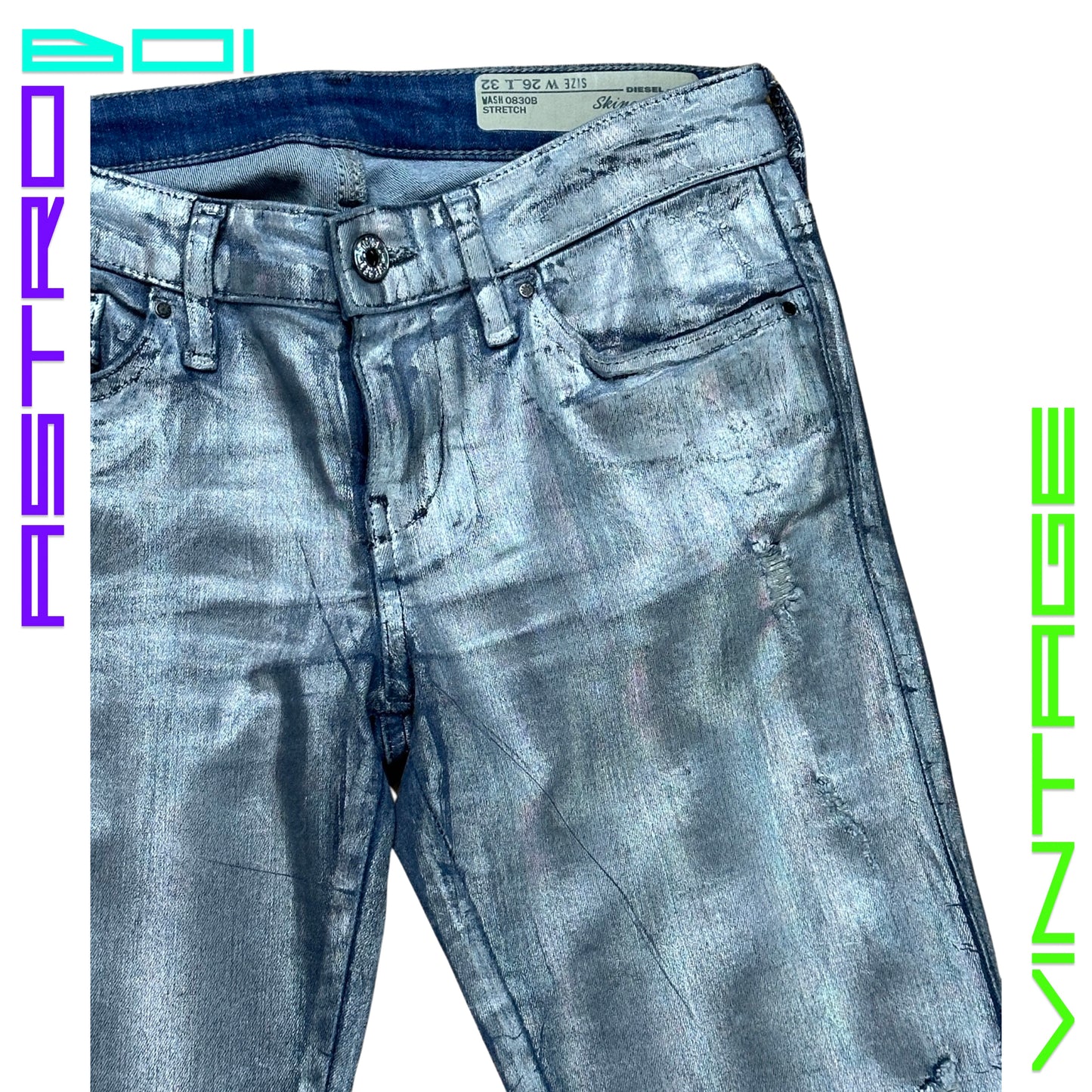 DIESEL HOLOGRAPHIC SKINNY JEANS _26"