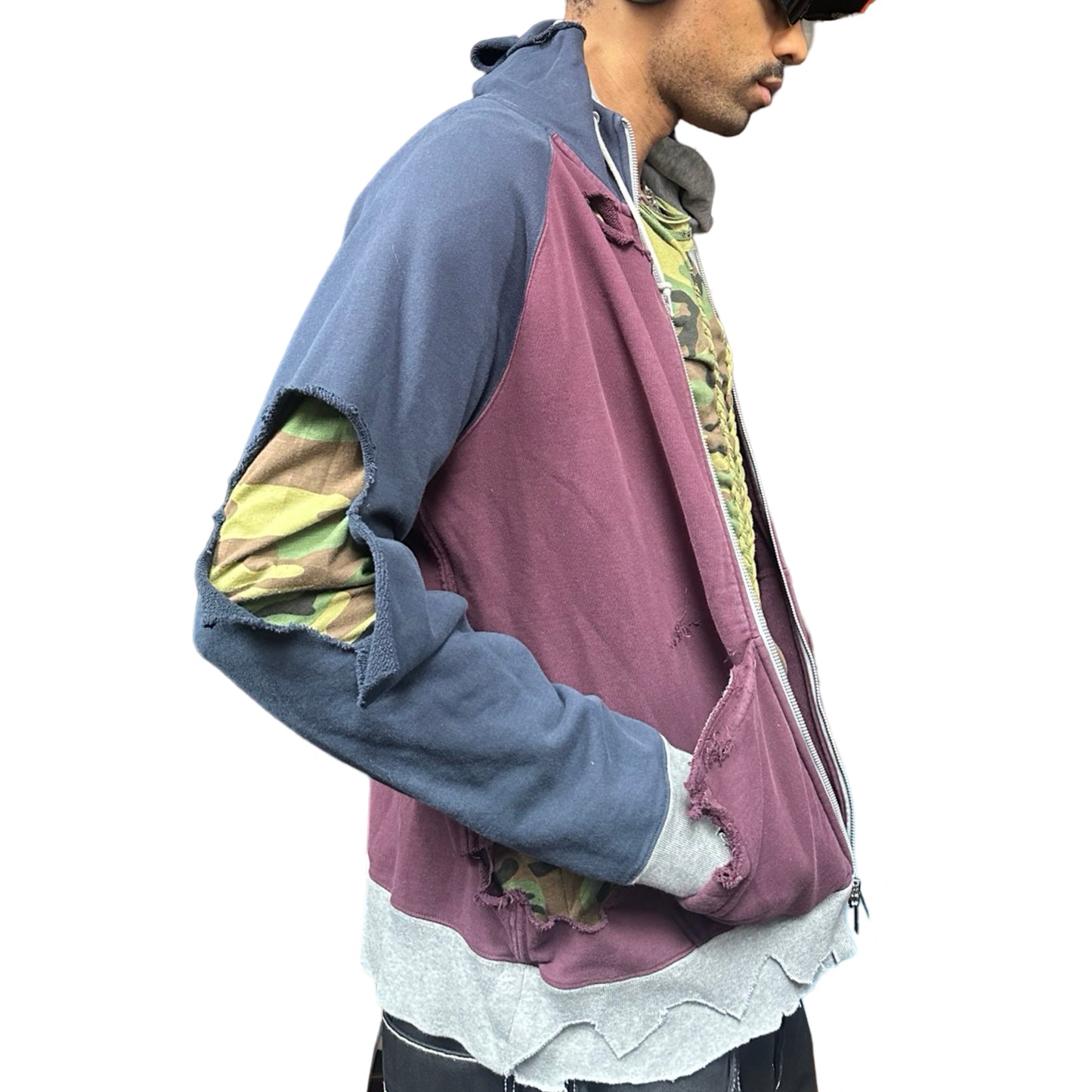 ASTROBOI* Nike Maroon Deconstructed Zip Up Hoodie - XL