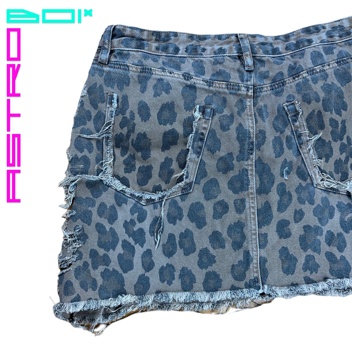 ASTROBOI* DECONSTRUCTED LEOPARD PRINT DENIM SHIRT _ BROWN_29"