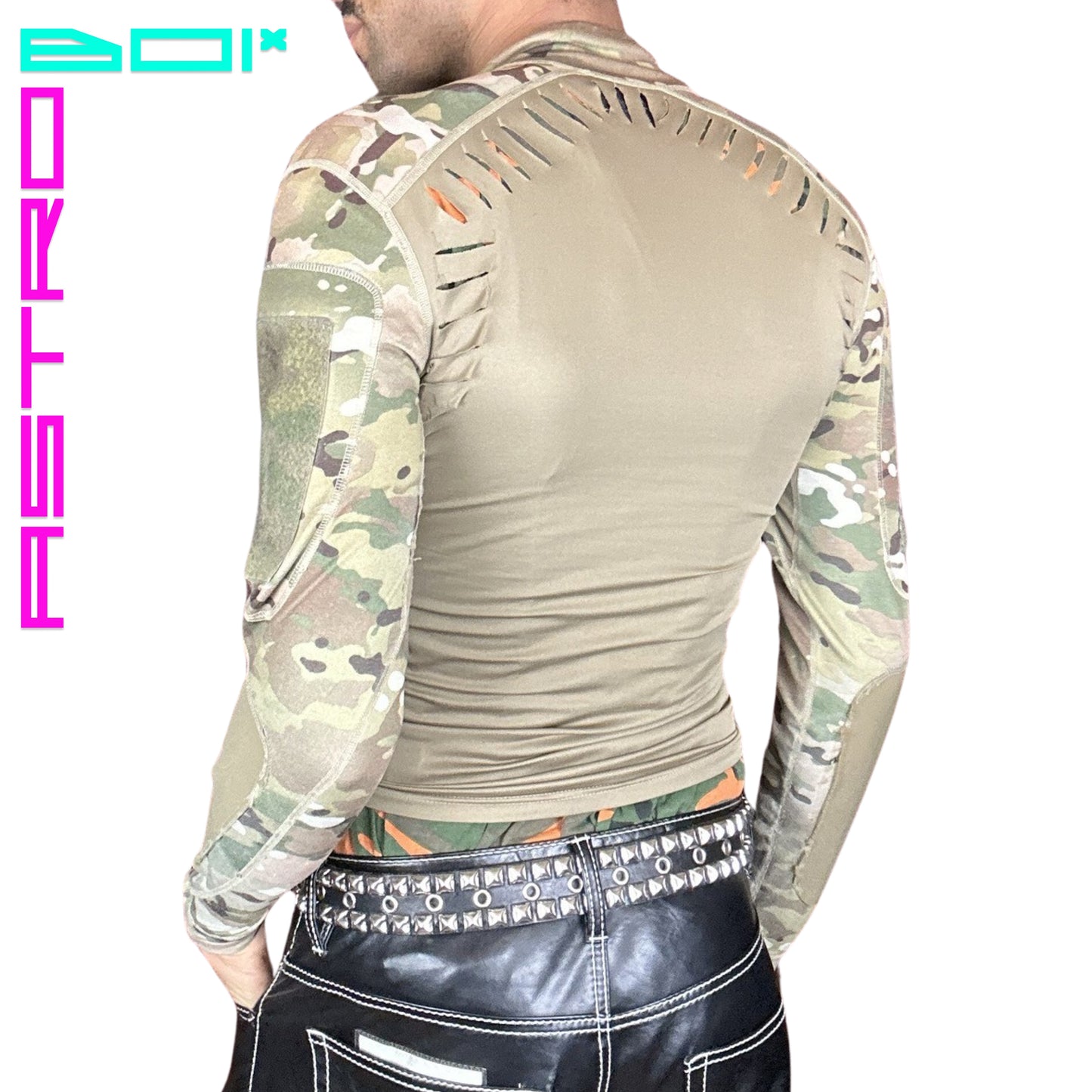 ASTROBOI* GET BODIED NOT WAR_ CAMOUFLAGE _ SPANDEX TOP
