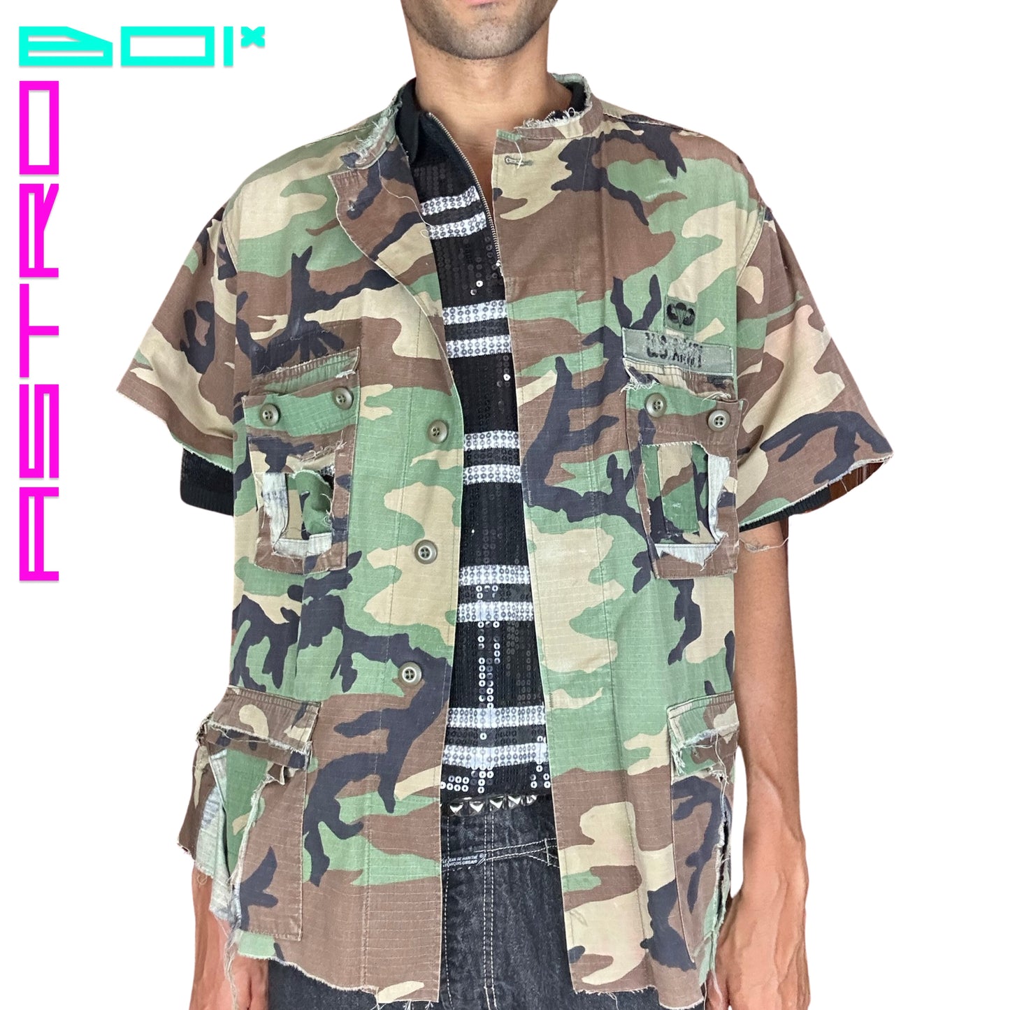 ASTROBOI* DECONSTRUCTED SHORT SLEEVE MILITARY JACKET_XL