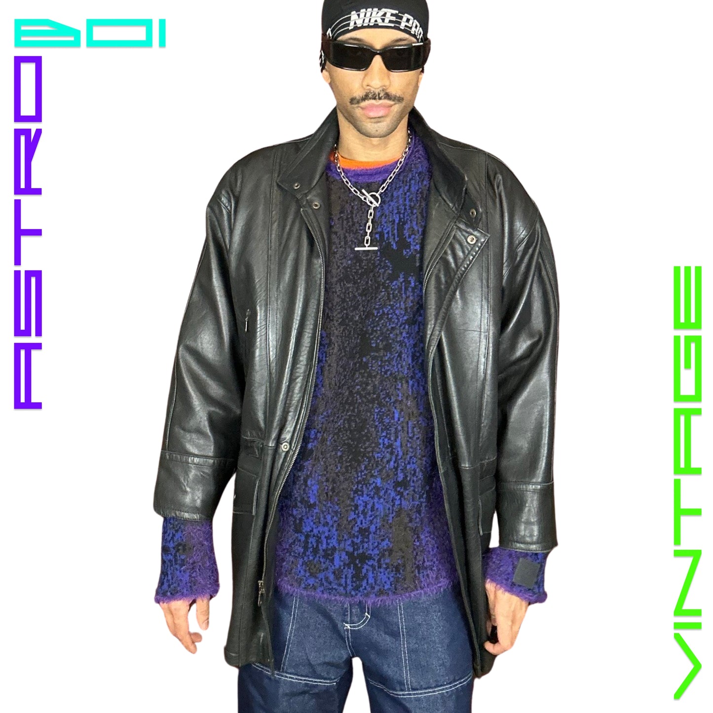 VINTAGE 90s RADIUS BLACK LEATHER JACKET_ XXL