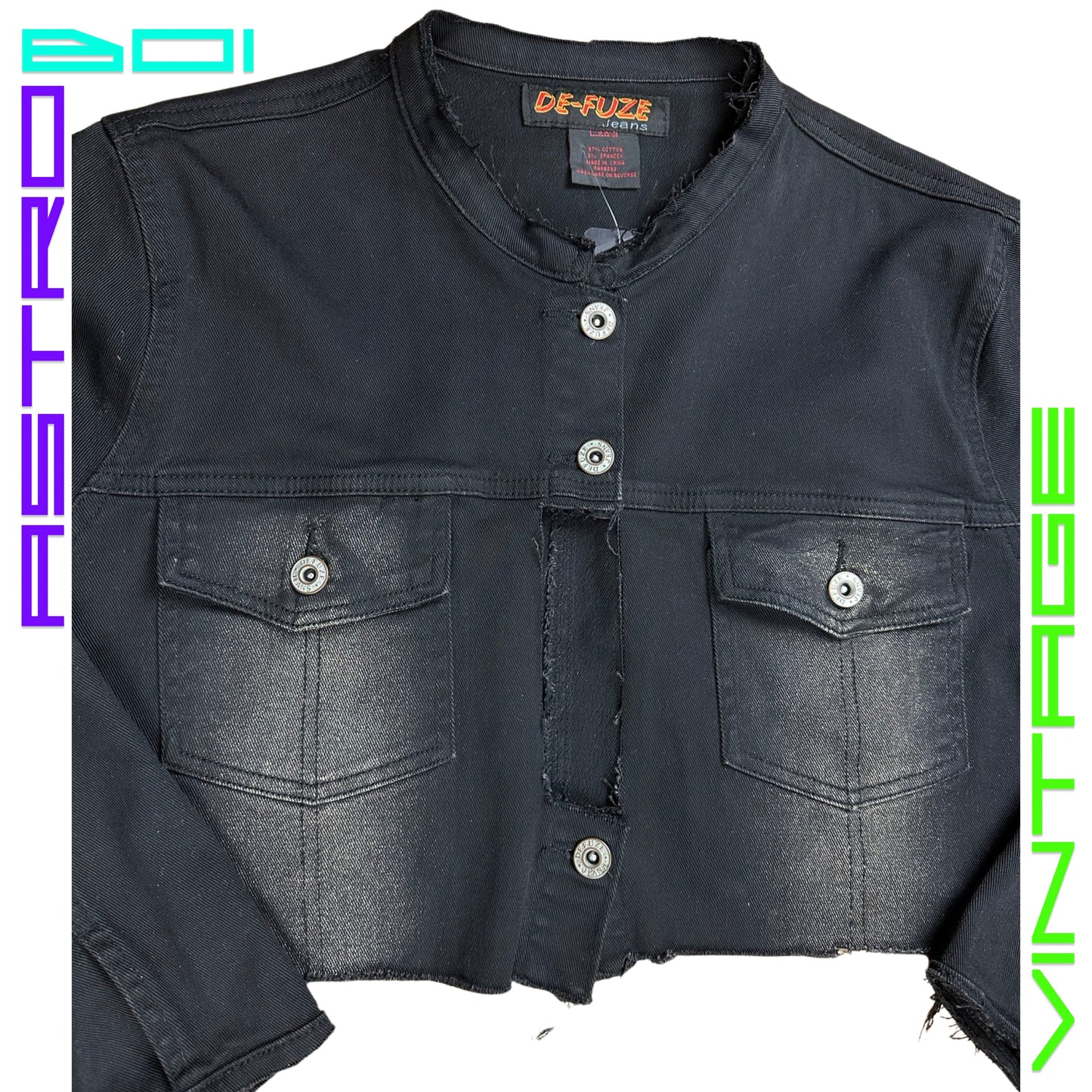 ASTROBOI* DECONSTRUCTED FATIGUED DENIM JACKET_ BLACK