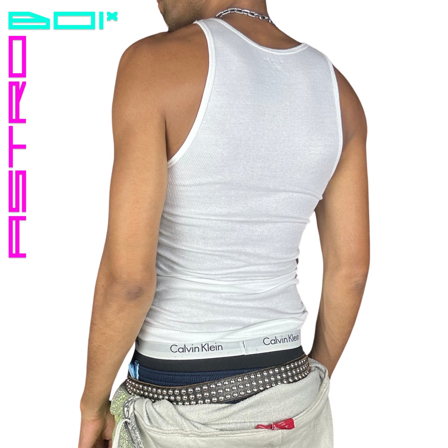 ASTROBOI* WHITE BRAIDED 'VIT' TANK TOP_ MEDIUM