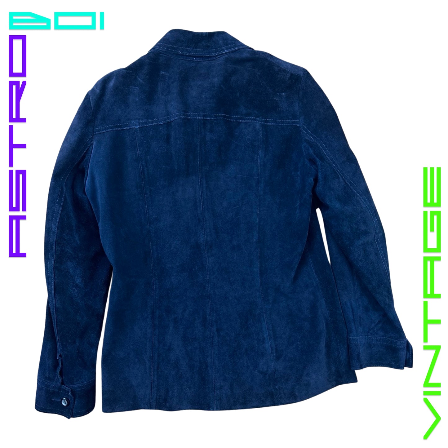 70s STYLE SUEDE LEATHER JACKET _ BLUE _ MEDIUM