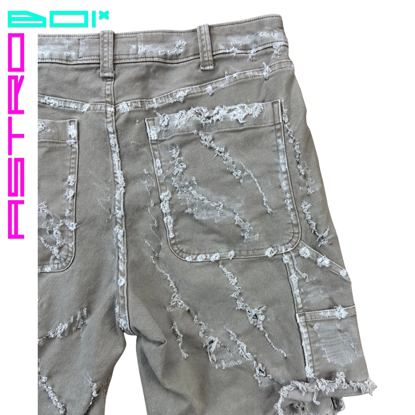 ASTROBOI* CUSTOMIZED ABERCROMBIE & FITCH DISTRESSED WORKWEAR SHORTS_30"