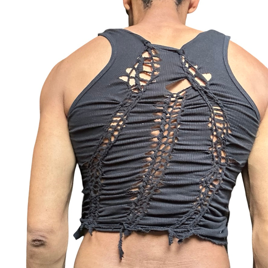ASTROBOI* 'Andromeda' Black Twist Braided Tank Top - back