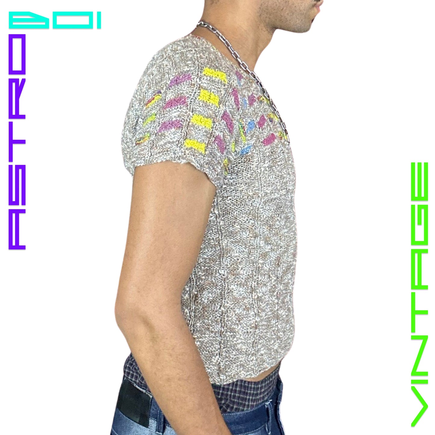 VINTAGE HAND-KNIT SHORT SLEEVE SWEATER