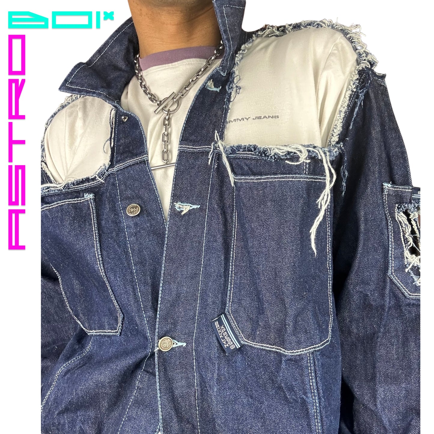 ASTROBOI* DECONSTRUCTED DENIM CARTOON JACKET _ MEDIUM