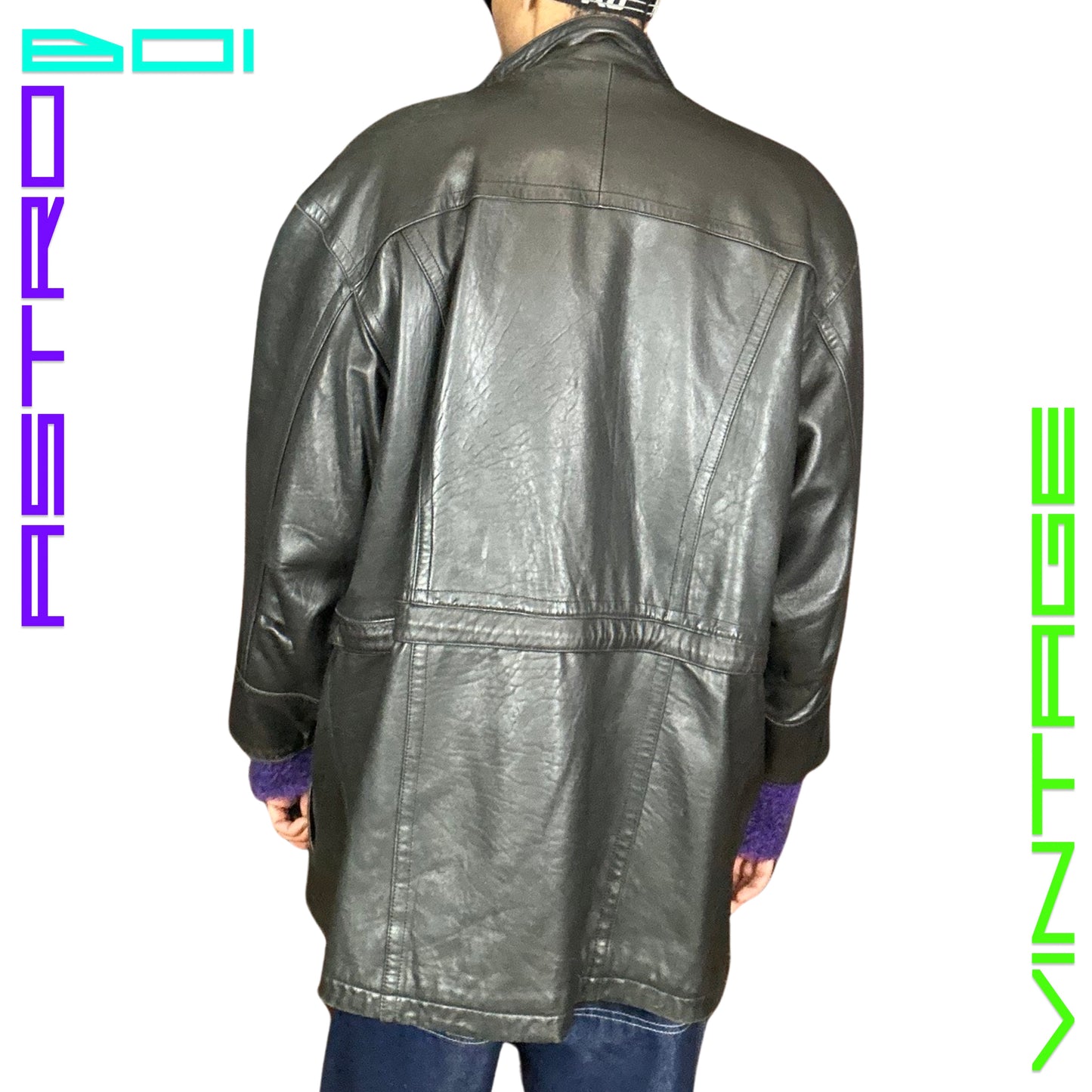 VINTAGE 90s RADIUS BLACK LEATHER JACKET_ XXL