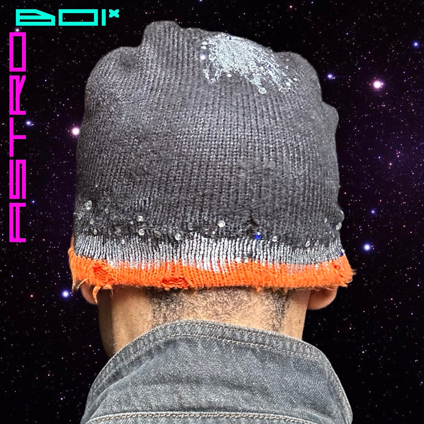 ASTROBOI* BLACK DRAGON KNIT RHINESTONE BEANIE