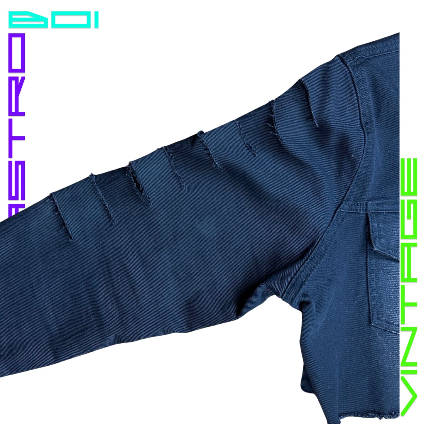 ASTROBOI* DECONSTRUCTED FATIGUED DENIM JACKET_ BLACK