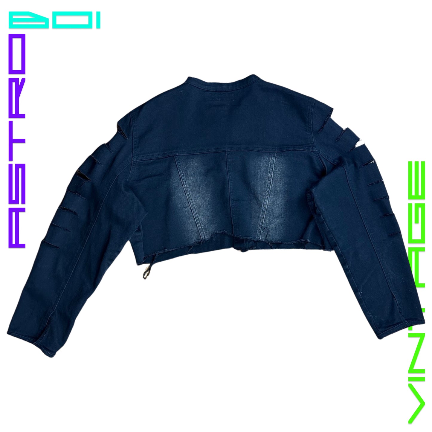 ASTROBOI* DECONSTRUCTED FATIGUED DENIM JACKET_ BLACK