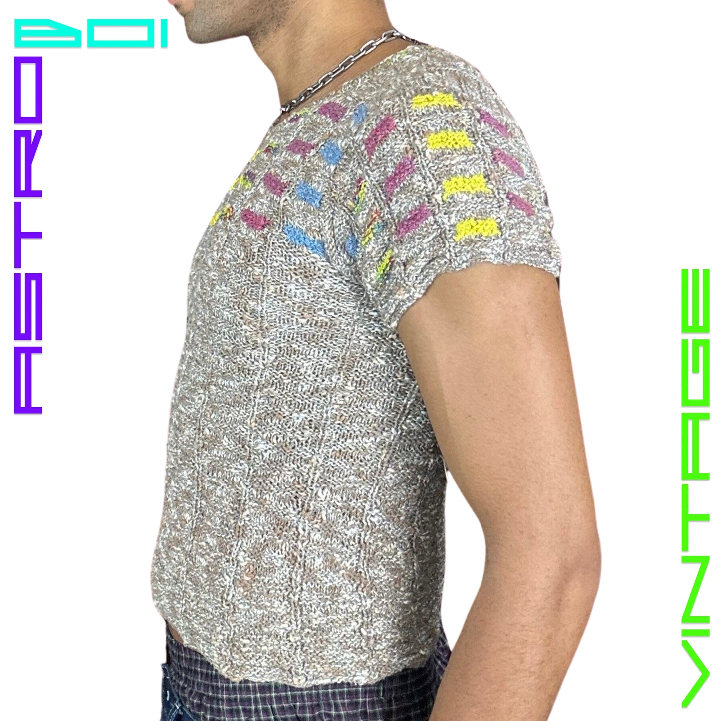 VINTAGE HAND-KNIT SHORT SLEEVE SWEATER