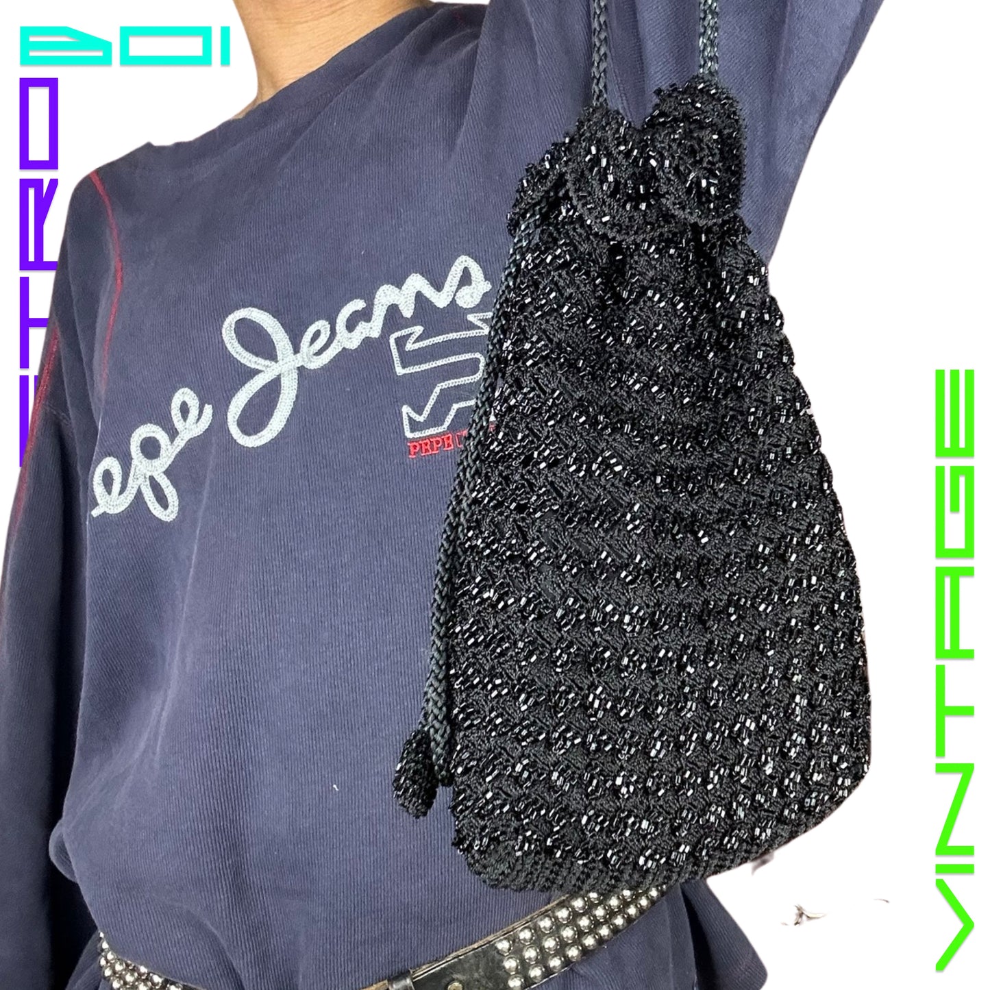 VINTAGE BEADED FLAPPER SHOULDER BAG