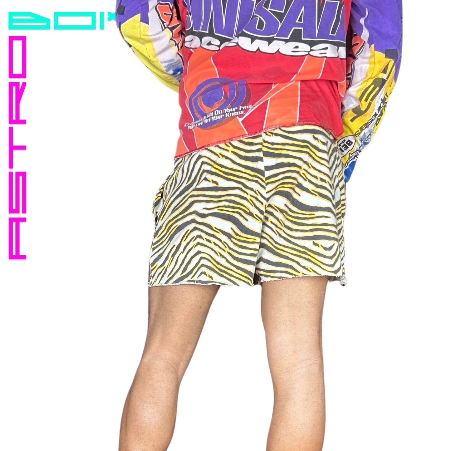 VINTAGE TIGER STRIPE COTTON SHORTS