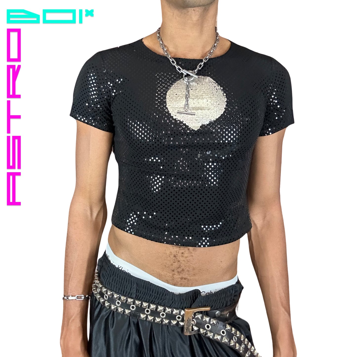 ASTROBOI* CUSTOMIZED 'FULL MOON' SEQUIN T-SHIRT