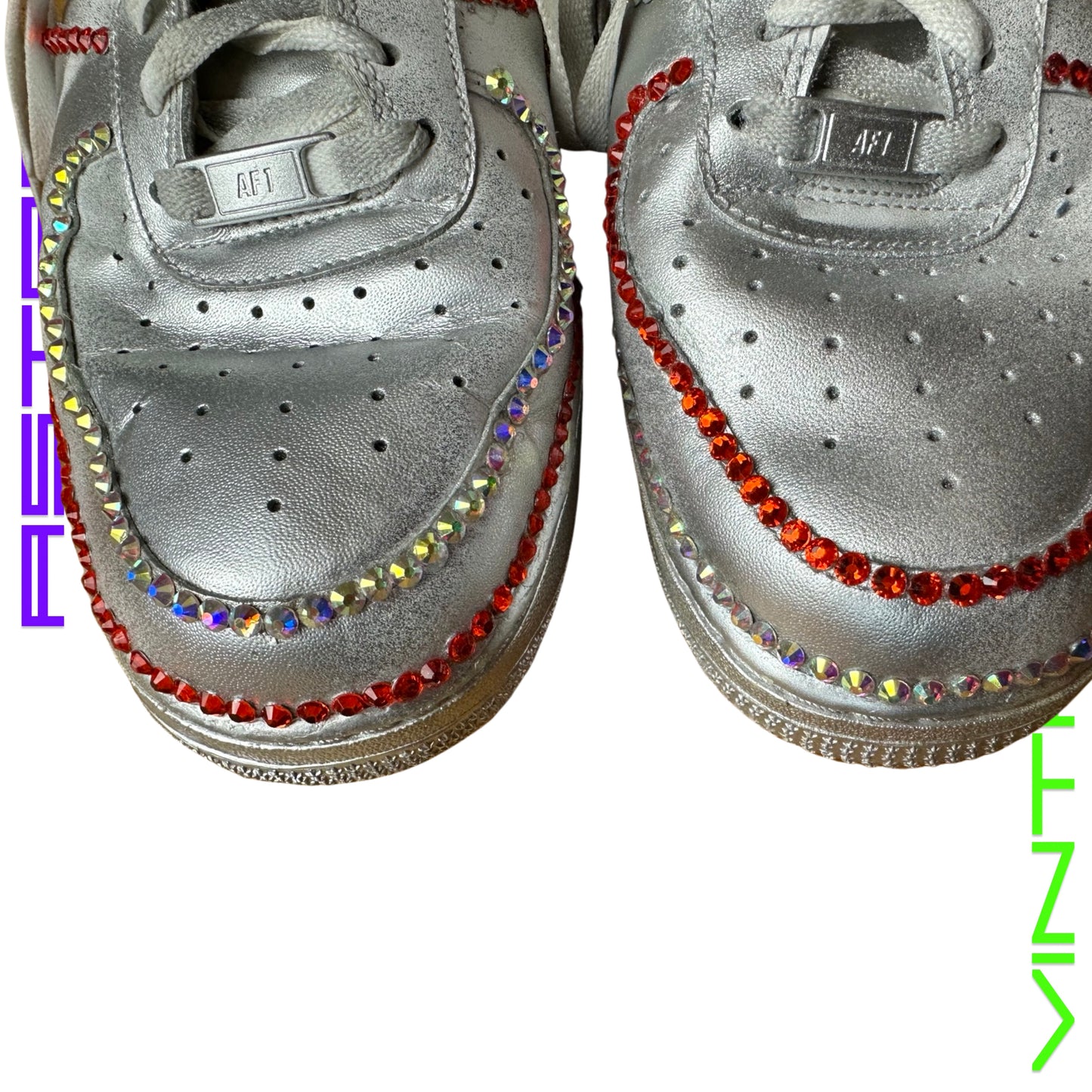 ASTROBOI* NIKE AIR FORCE METALLIC RAINBOW RHINESTONE SHOES