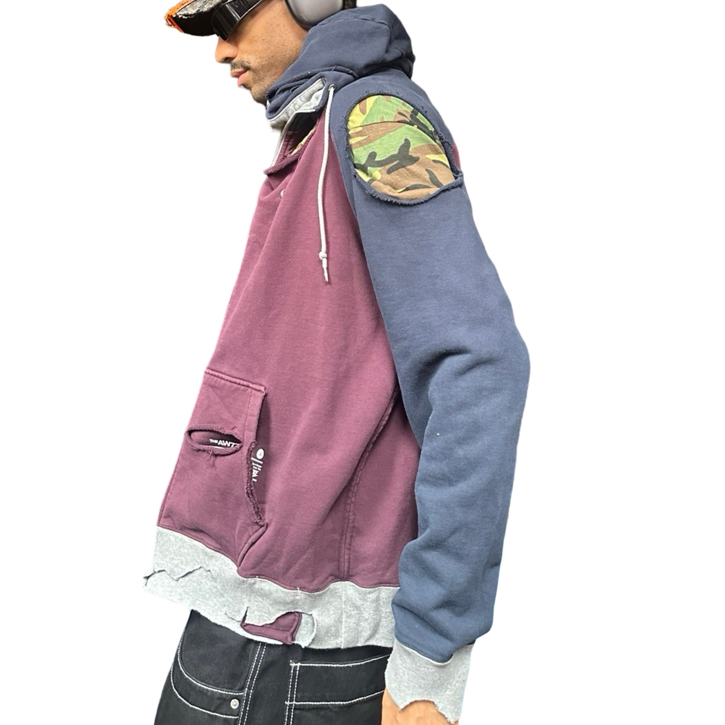 ASTROBOI* Nike Maroon Deconstructed Zip Up Hoodie - XL
