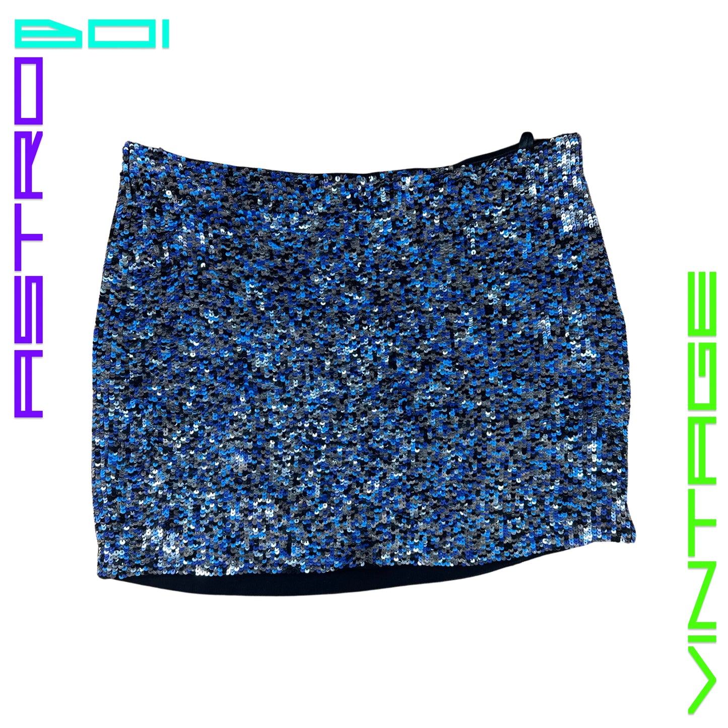HAUTE HIPPIE BLUE SEQUIN MINI SKIRT