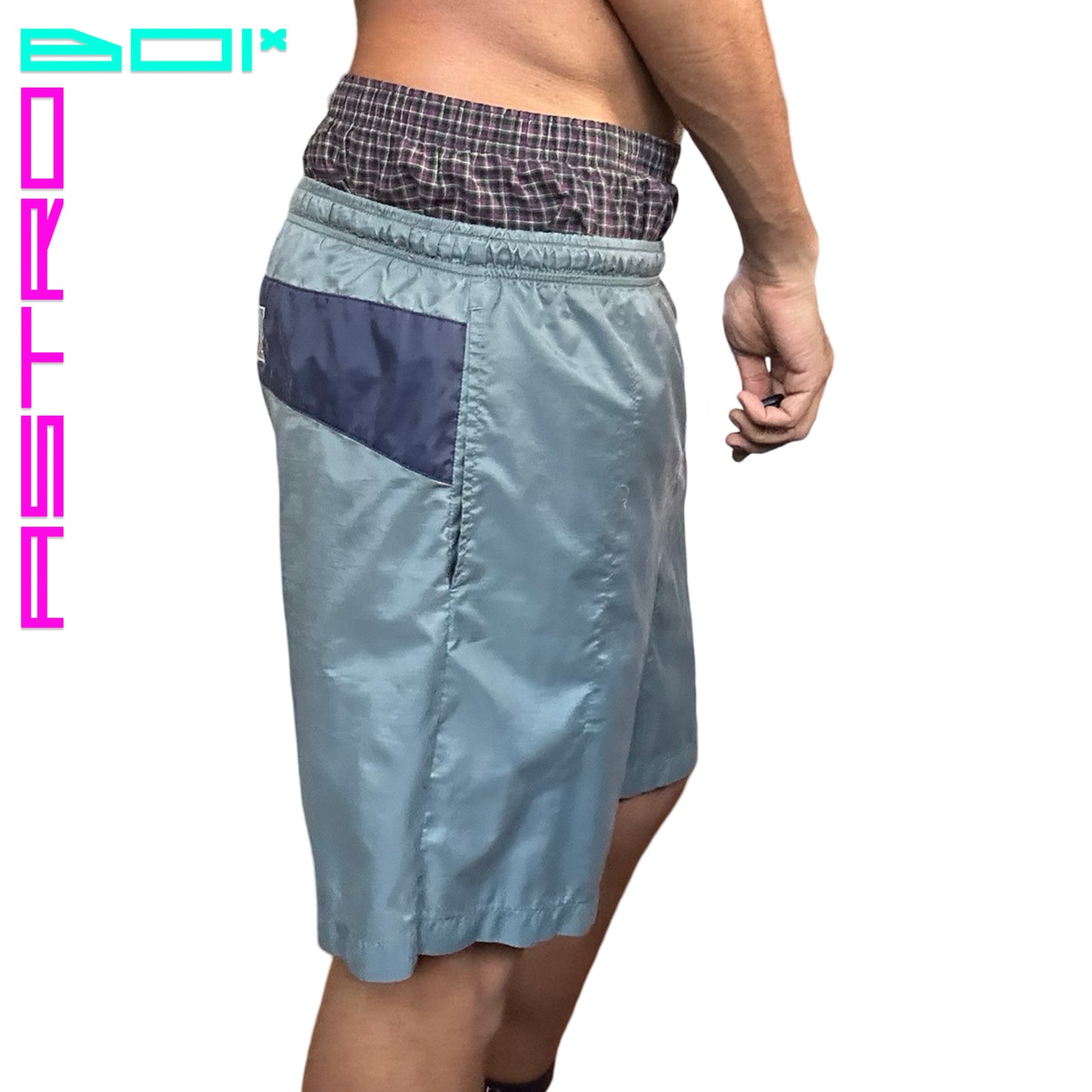 VINTAGE NIKE GRAY NYLON SWIM SHORTS _ LARGE