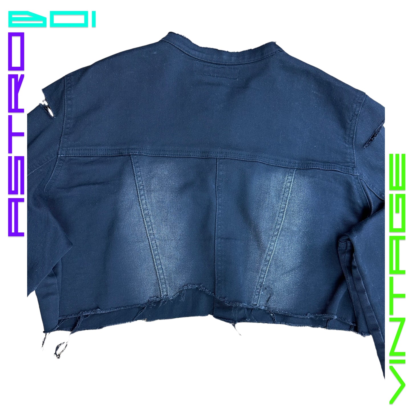 ASTROBOI* DECONSTRUCTED FATIGUED DENIM JACKET_ BLACK