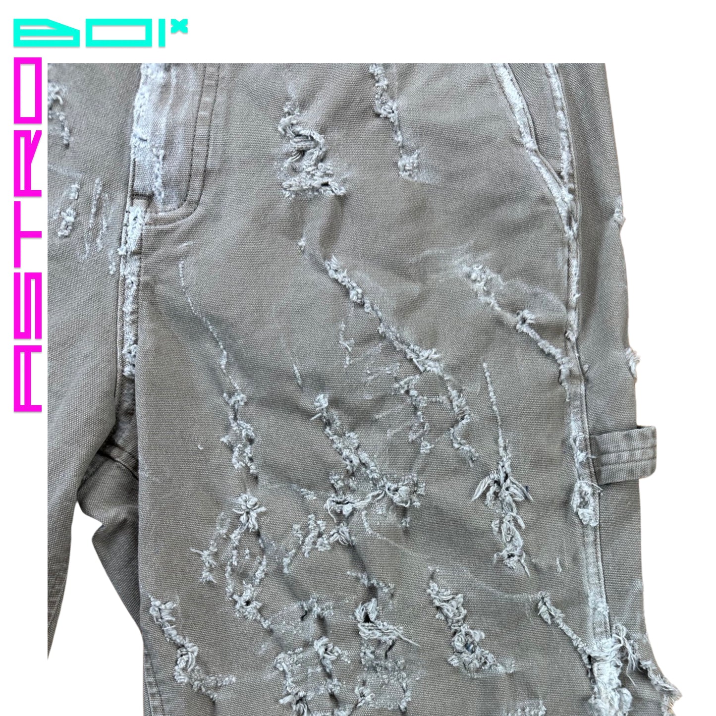 ASTROBOI* CUSTOMIZED ABERCROMBIE & FITCH DISTRESSED WORKWEAR SHORTS_30"