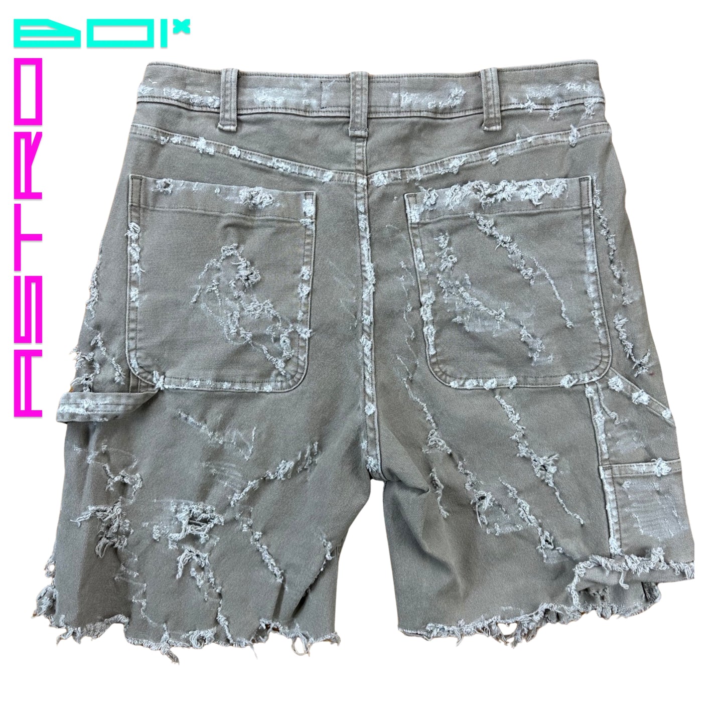 ASTROBOI* CUSTOMIZED ABERCROMBIE & FITCH DISTRESSED WORKWEAR SHORTS_30"