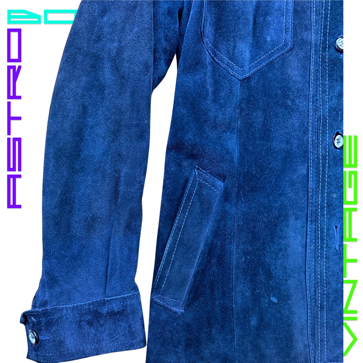 70s STYLE SUEDE LEATHER JACKET _ BLUE _ MEDIUM