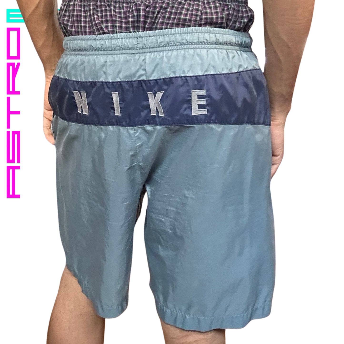 VINTAGE NIKE GRAY NYLON SWIM SHORTS _ LARGE