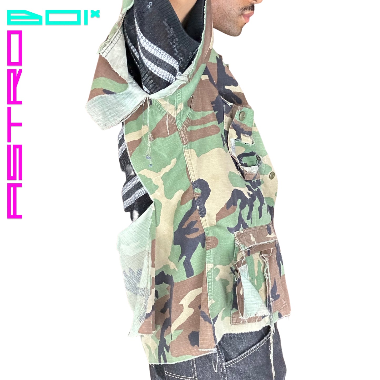 ASTROBOI* DECONSTRUCTED SHORT SLEEVE MILITARY JACKET_XL