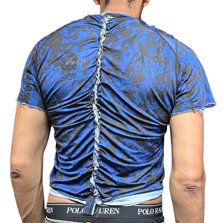 ASTROBOI* x Nike Pro Blue Camouflage Braided Twist T-shirt – back