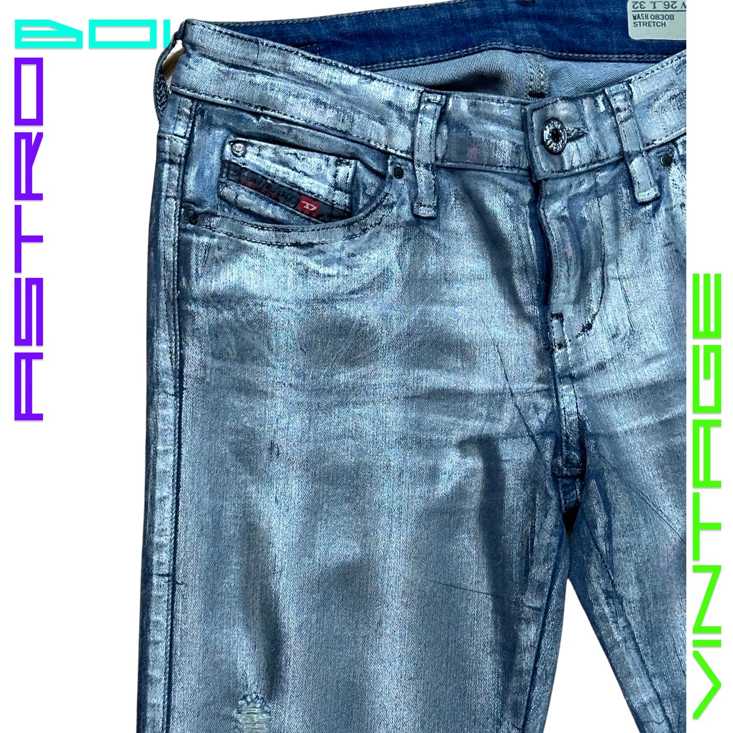 DIESEL HOLOGRAPHIC SKINNY JEANS _26"