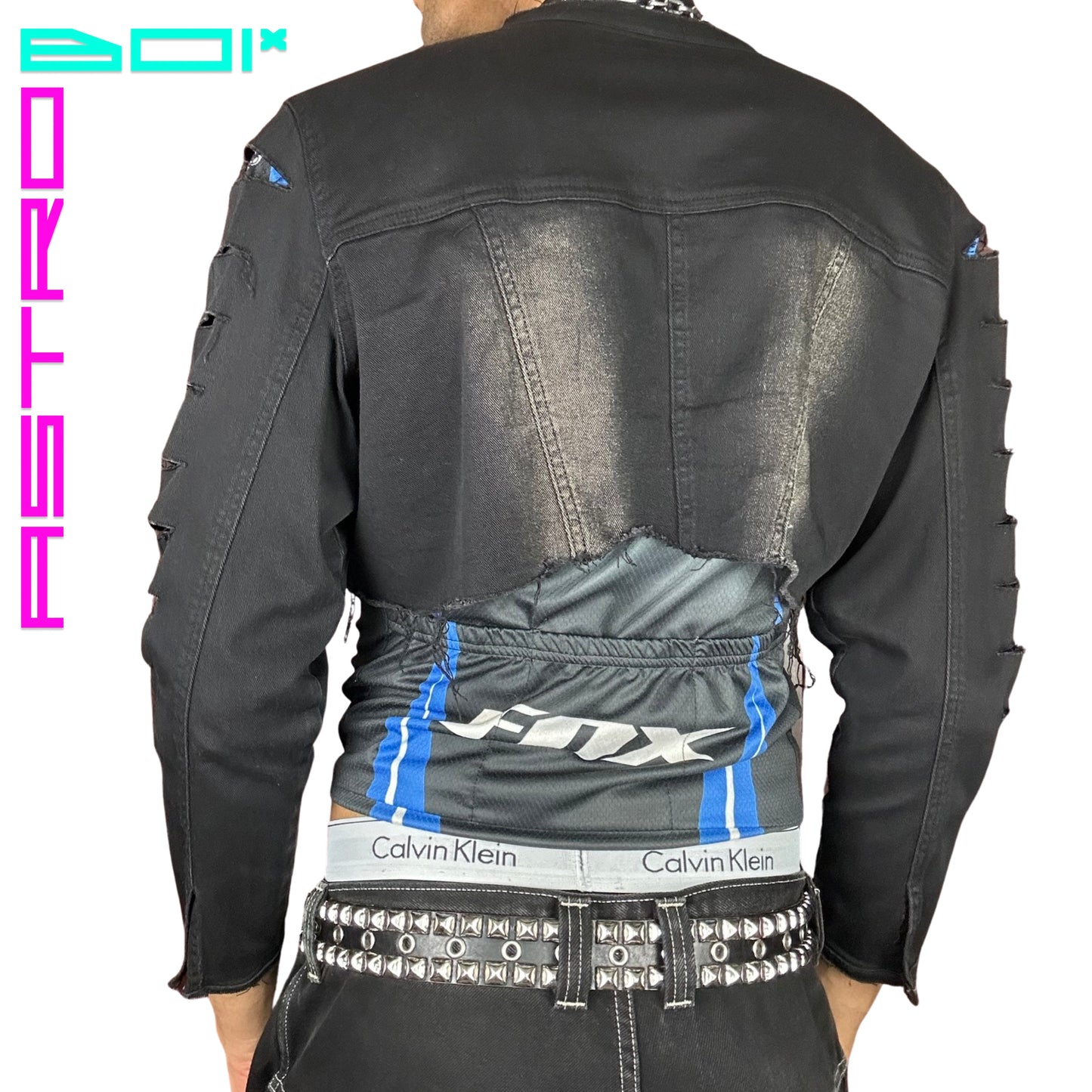 ASTROBOI* DECONSTRUCTED FATIGUED DENIM JACKET_ BLACK