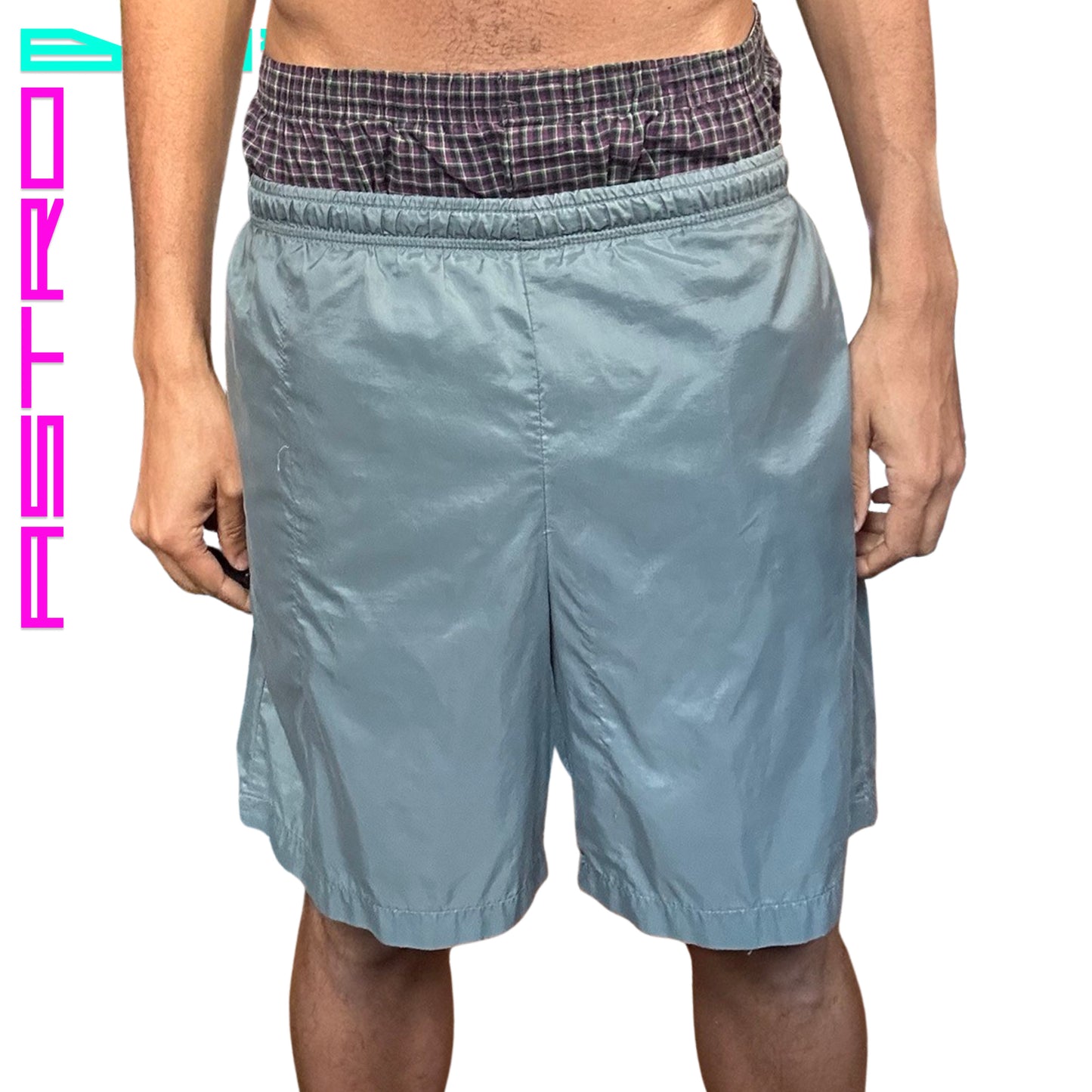 VINTAGE NIKE GRAY NYLON SWIM SHORTS _ LARGE