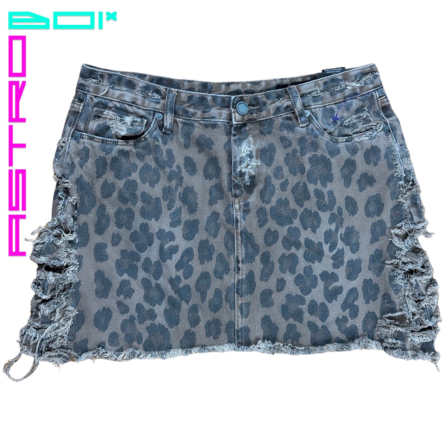 ASTROBOI* DECONSTRUCTED LEOPARD PRINT DENIM SHIRT _ BROWN_29"