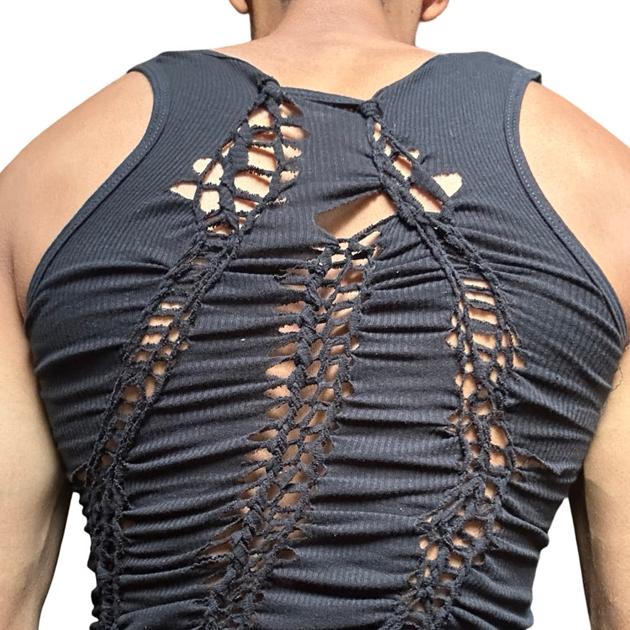 ASTROBOI* 'Andromeda' Black Twist Braided Tank Top - back detail