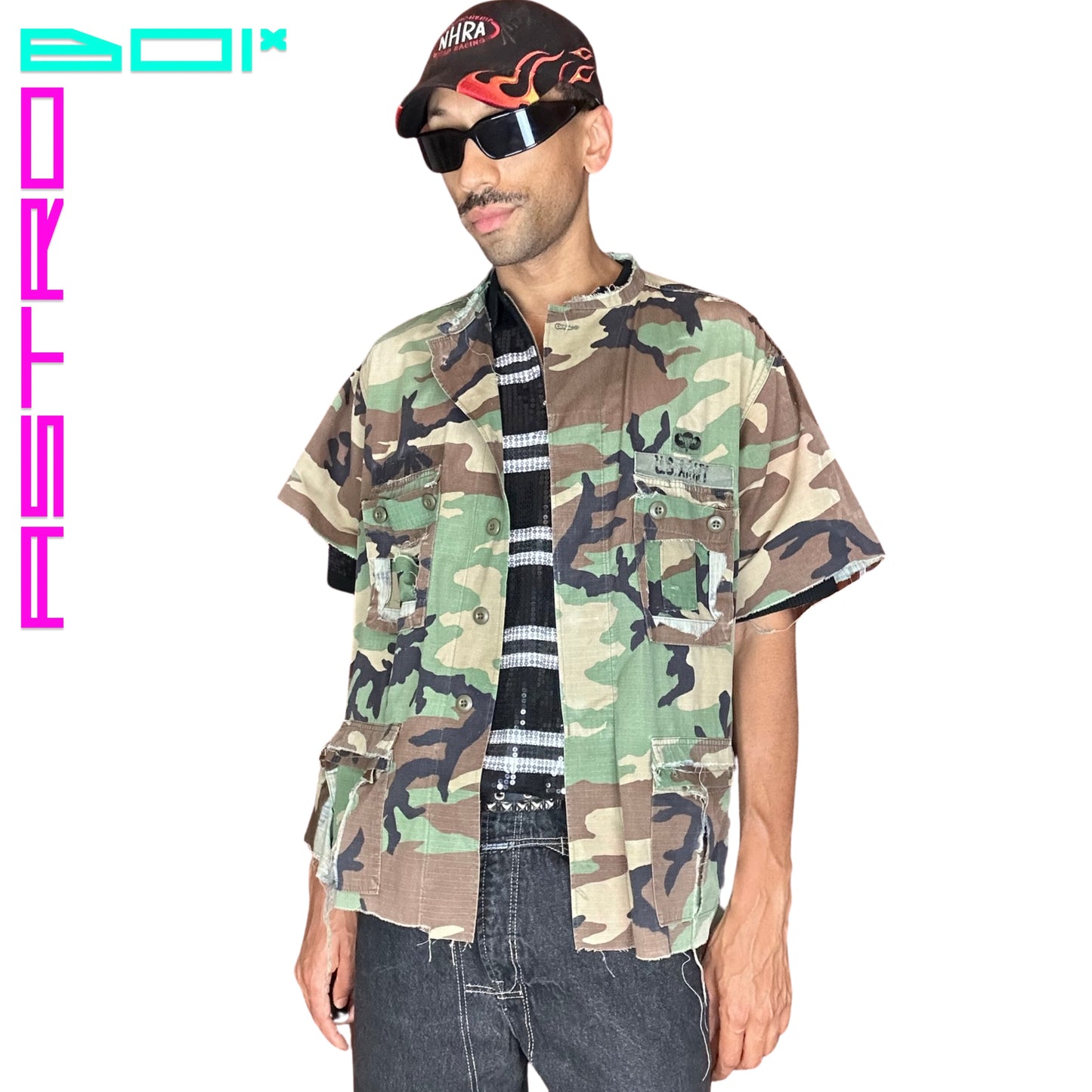ASTROBOI* DECONSTRUCTED SHORT SLEEVE MILITARY JACKET_XL