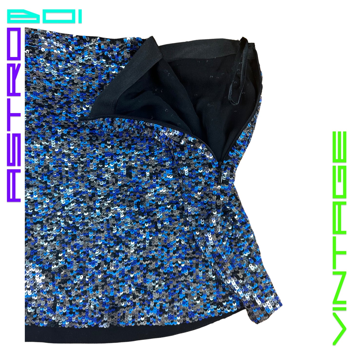 HAUTE HIPPIE BLUE SEQUIN MINI SKIRT