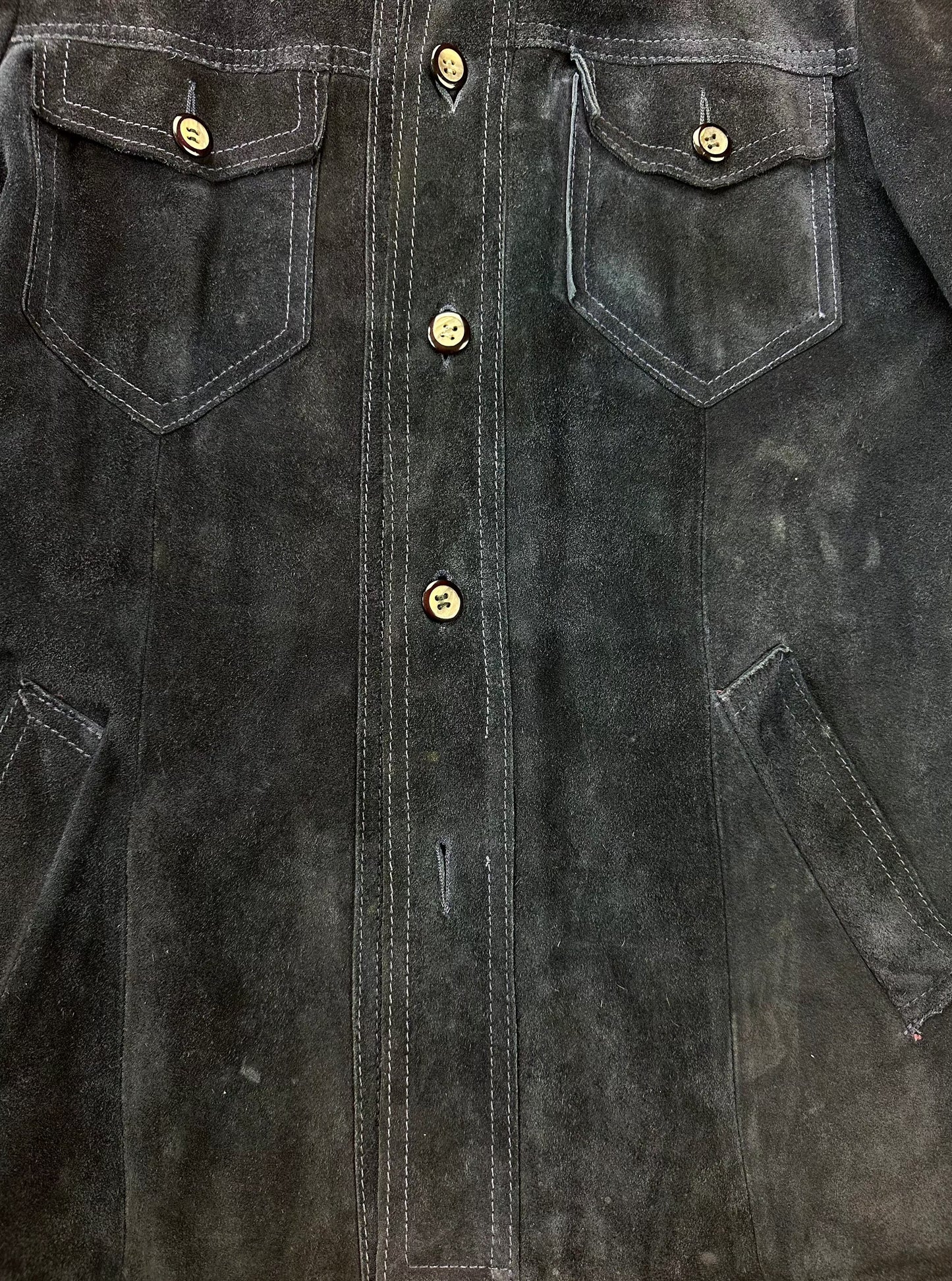 70s STYLE SUEDE LEATHER JACKET _ BLUE _ MEDIUM