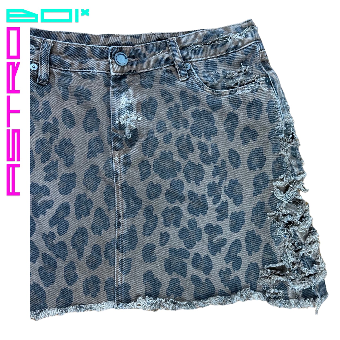 ASTROBOI* DECONSTRUCTED LEOPARD PRINT DENIM SHIRT _ BROWN_29"
