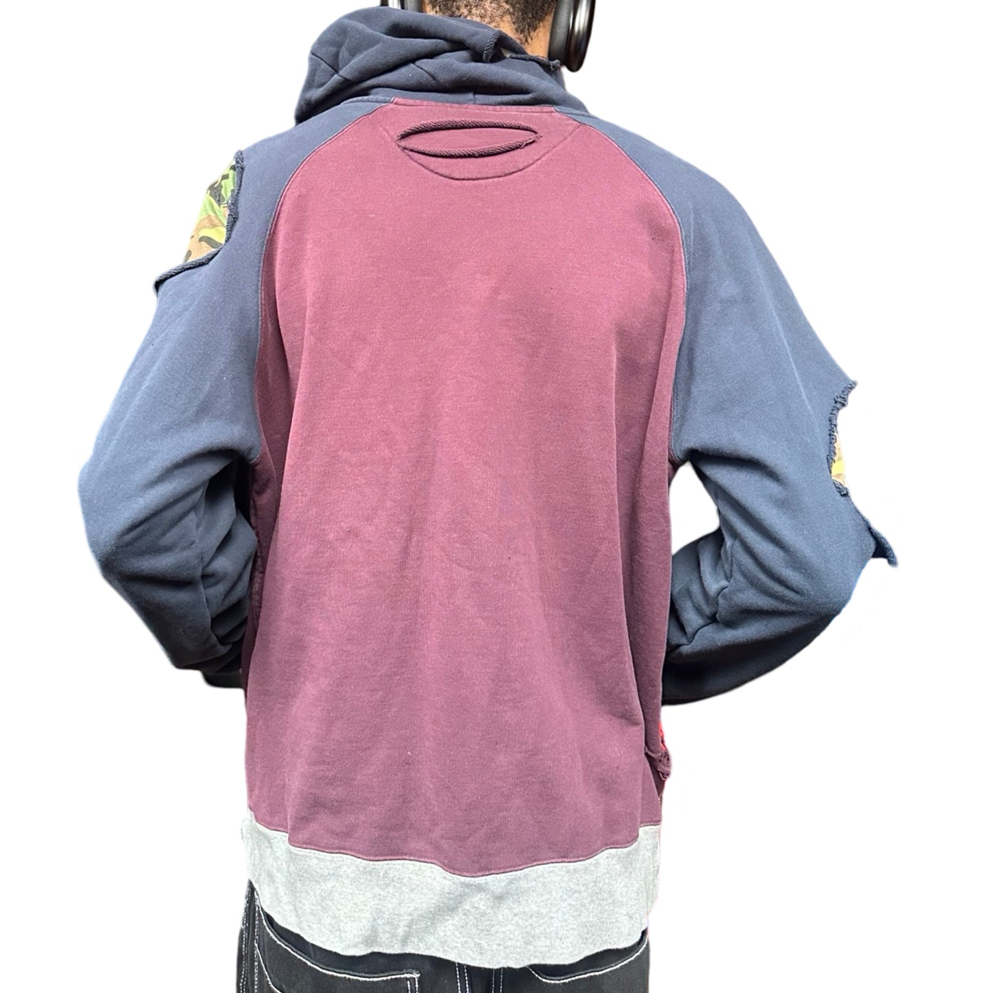ASTROBOI* Nike Maroon Deconstructed Zip Up Hoodie - XL