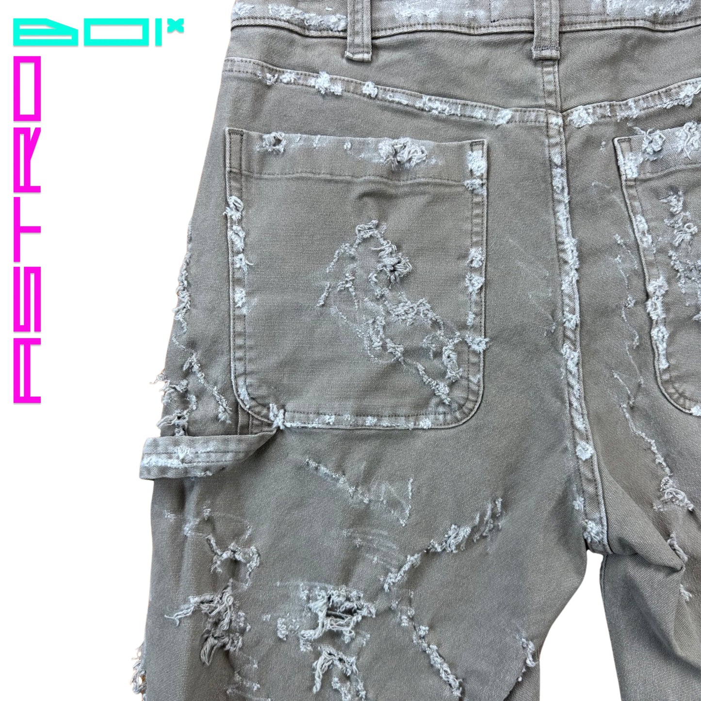 ASTROBOI* CUSTOMIZED ABERCROMBIE & FITCH DISTRESSED WORKWEAR SHORTS_30"