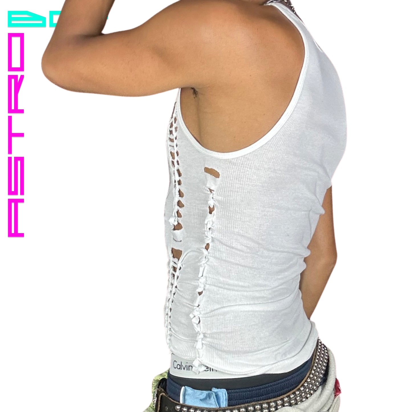 ASTROBOI* WHITE BRAIDED 'VIT' TANK TOP_ MEDIUM