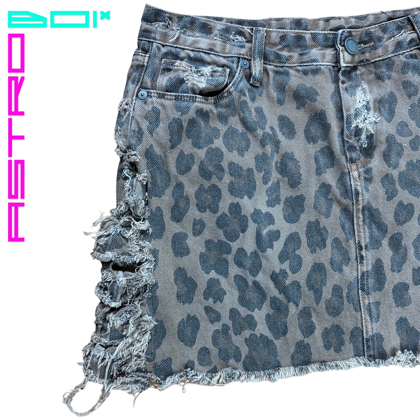 ASTROBOI* DECONSTRUCTED LEOPARD PRINT DENIM SHIRT _ BROWN_29"