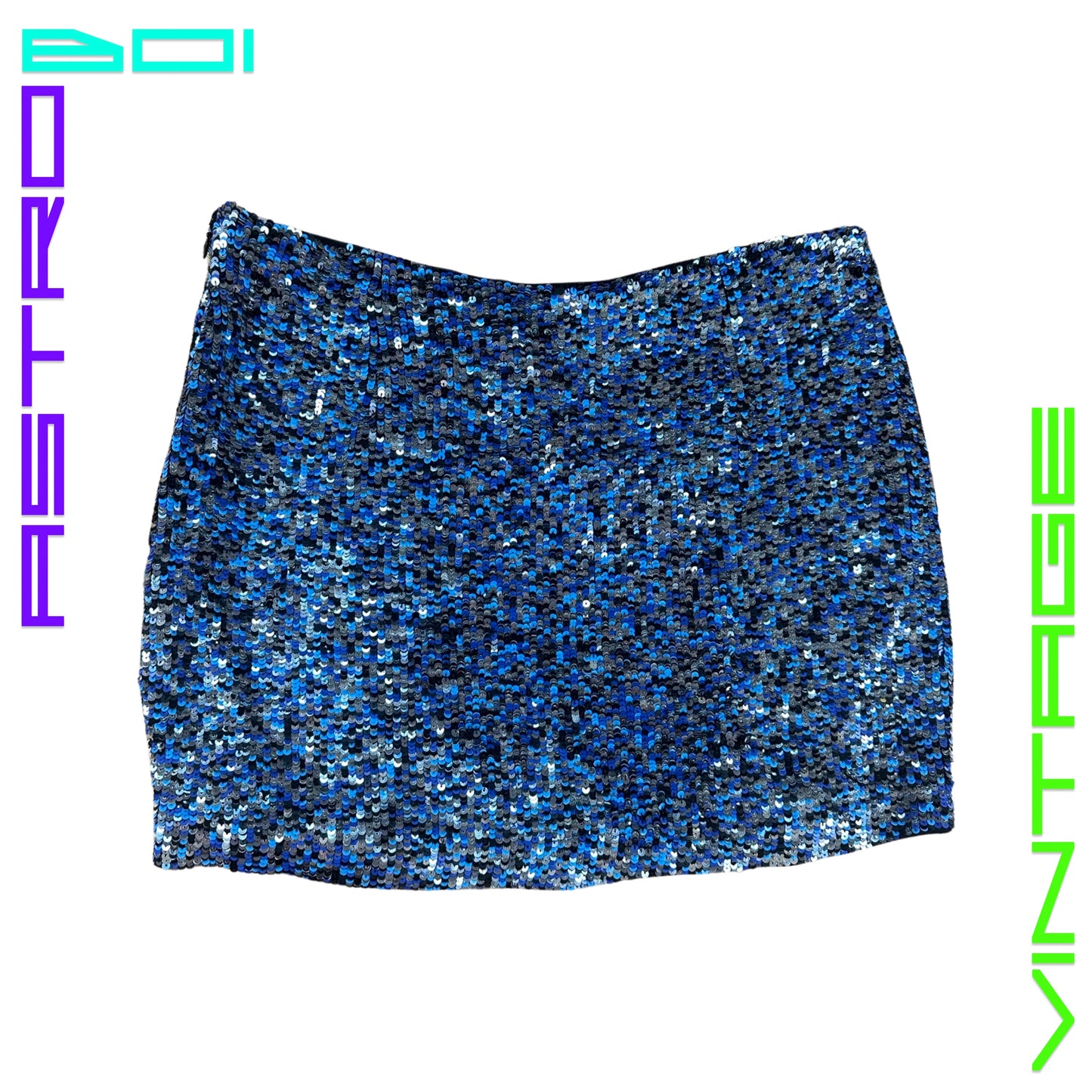 HAUTE HIPPIE BLUE SEQUIN MINI SKIRT